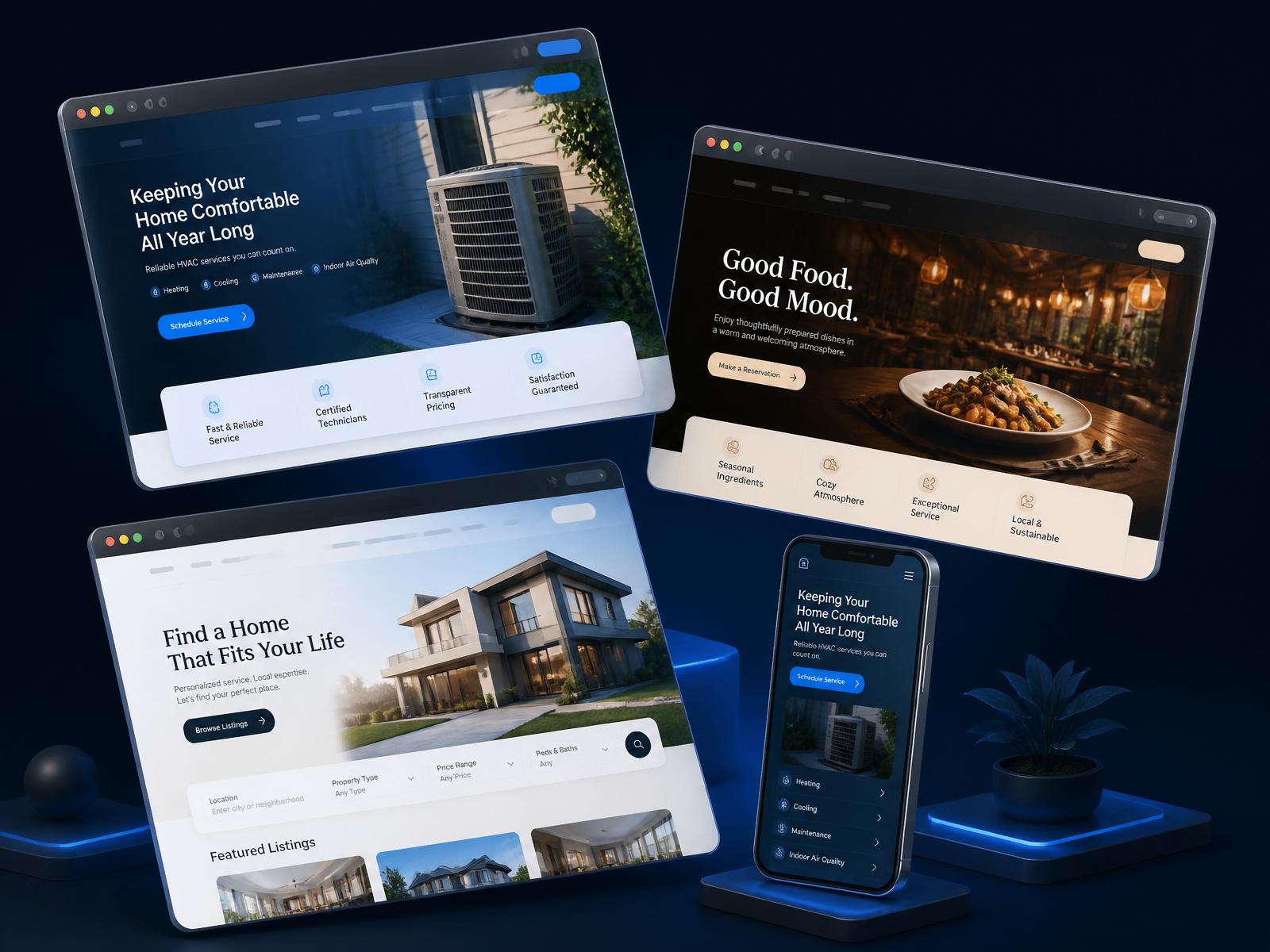 Examples of small business websites built by 77Webs